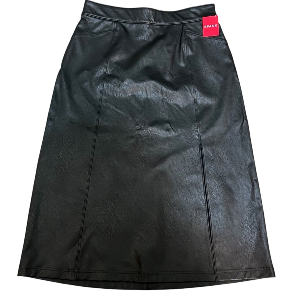 Spanx Leather-Like Midi Skirt in Noir - Picture 4 of 9